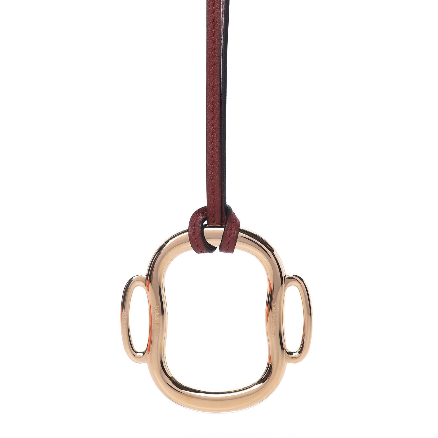 Hermes Permabrass Bouclerie Pendant Necklace Rose Gold Rouge H 2 of 6