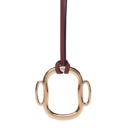 Hermes Permabrass Bouclerie Pendant Necklace Rose Gold Rouge H 2 of 6