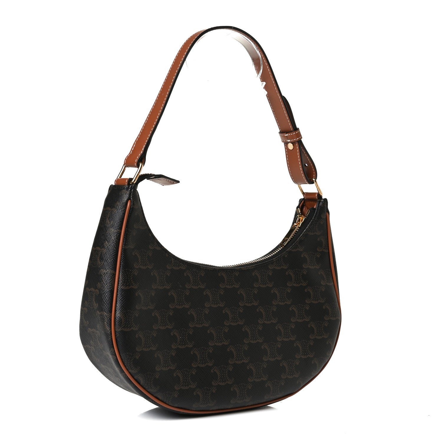 Celine Triomphe Canvas Calfskin Ava Shoulder Bag Tan 3 of 12