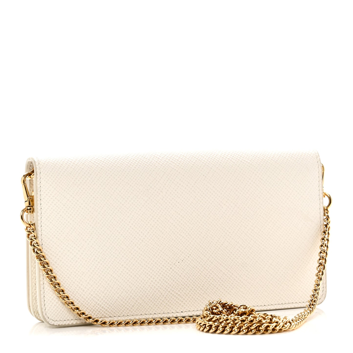 Saffiano Cuir Triangle Logo Miniborse White