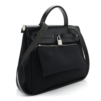 Hermes Military Toile Vache Hunter Herbag Zip PM 31 Black 5 of 13
