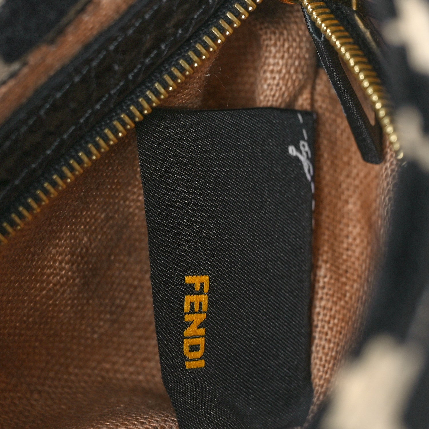 Fendi Fabric Snakeskin FF Baguette Black White 6 of 11