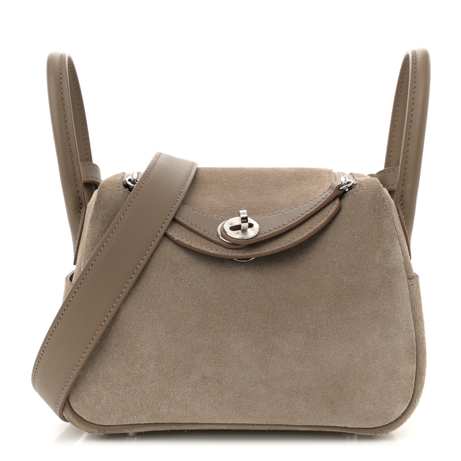 Hermes Veau Grizzly Swift Mini Lindy 20 Gris Caillou Etoupe 1 of 12