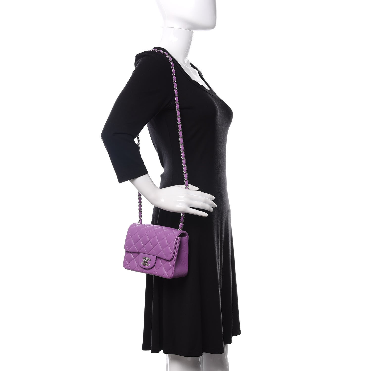Chanel Lambskin Quilted Mini Square Flap Dark Purple 2 of 11