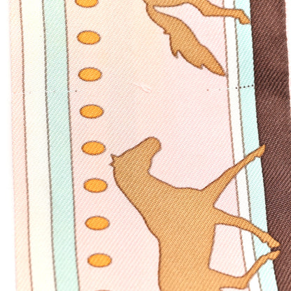 Hermes Silk Sequences Twilly Rose Pale Chocolat Vert D'Eau 5 of 5