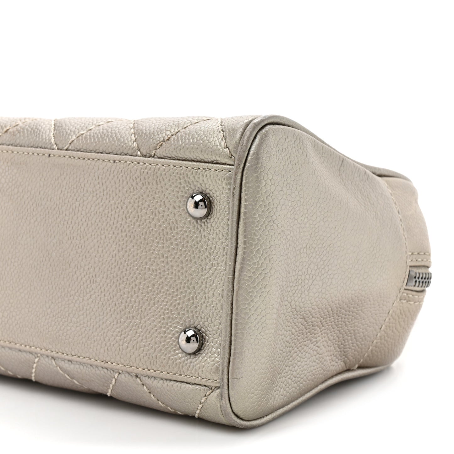 Metallic Caviar Quilted Timeless Bowler Silver