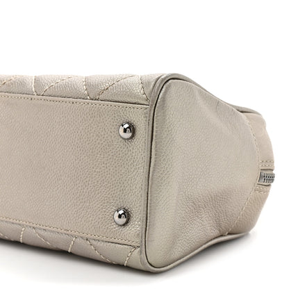 Chanel Metallic Caviar Quilted Timeless Bowler Silver 9 of 14