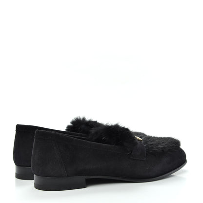 Hermes Mink Fur Suede Goatskin Paris Loafers 36.5 Black 4 of 11