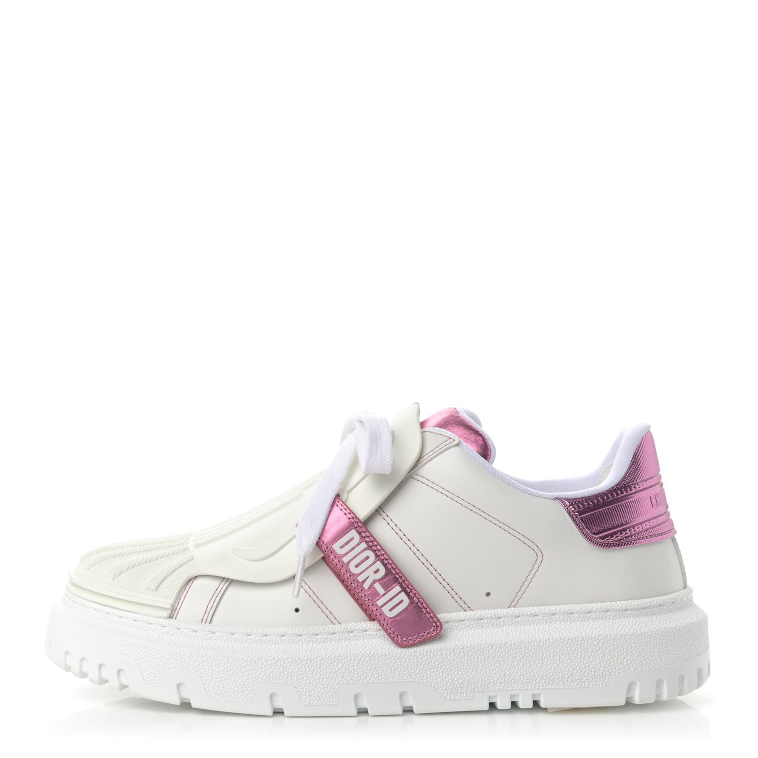 Christian Dior Laminated Calfskin Dior-ID Platform Sneakers 38 White Metallic Pink 1 of 9