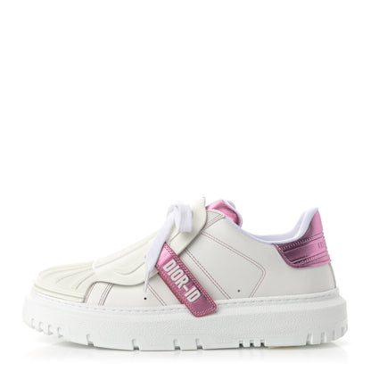 Christian Dior Laminated Calfskin Dior-ID Platform Sneakers 38 White Metallic Pink 1 of 9