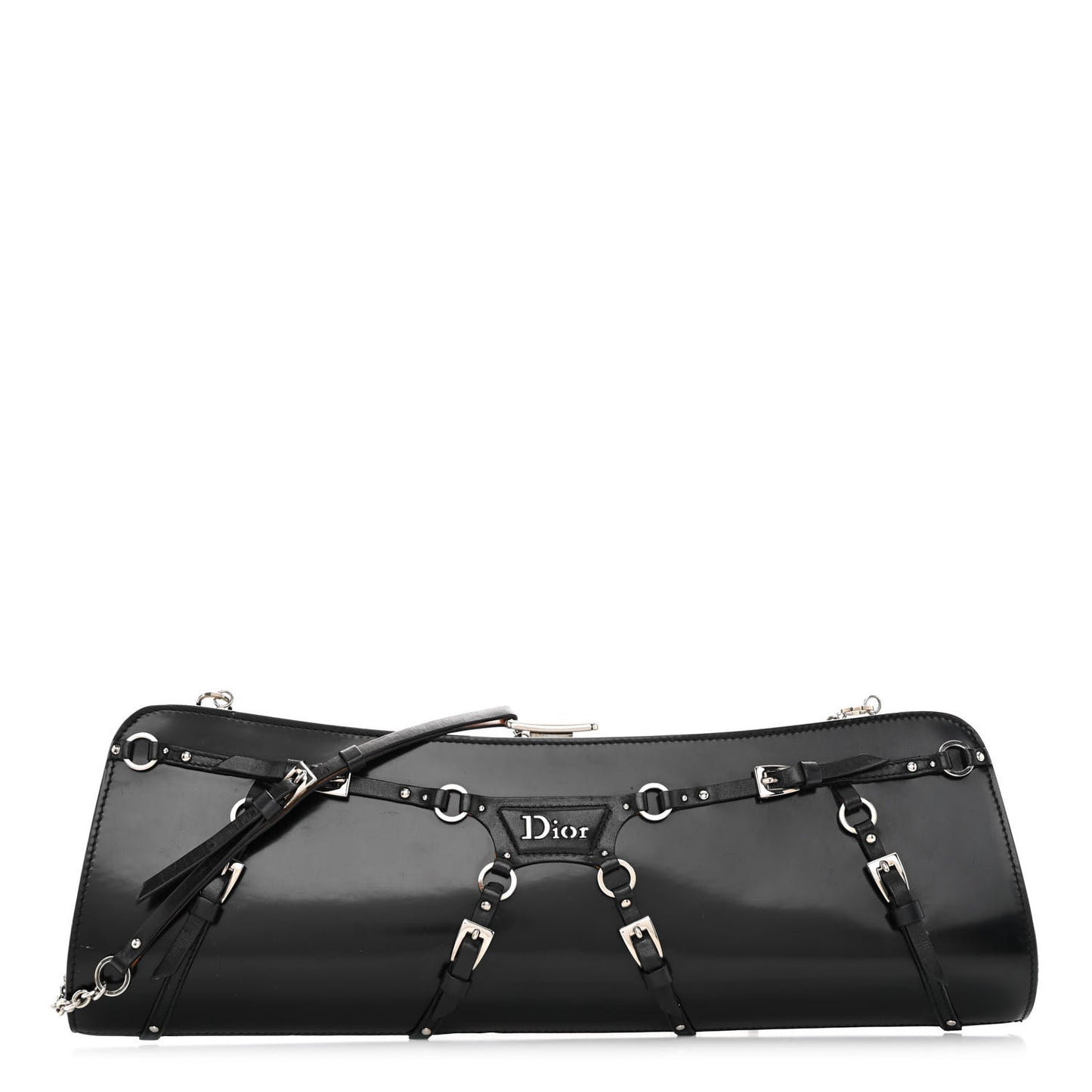 Glazed Calfskin Bondage Clutch Black