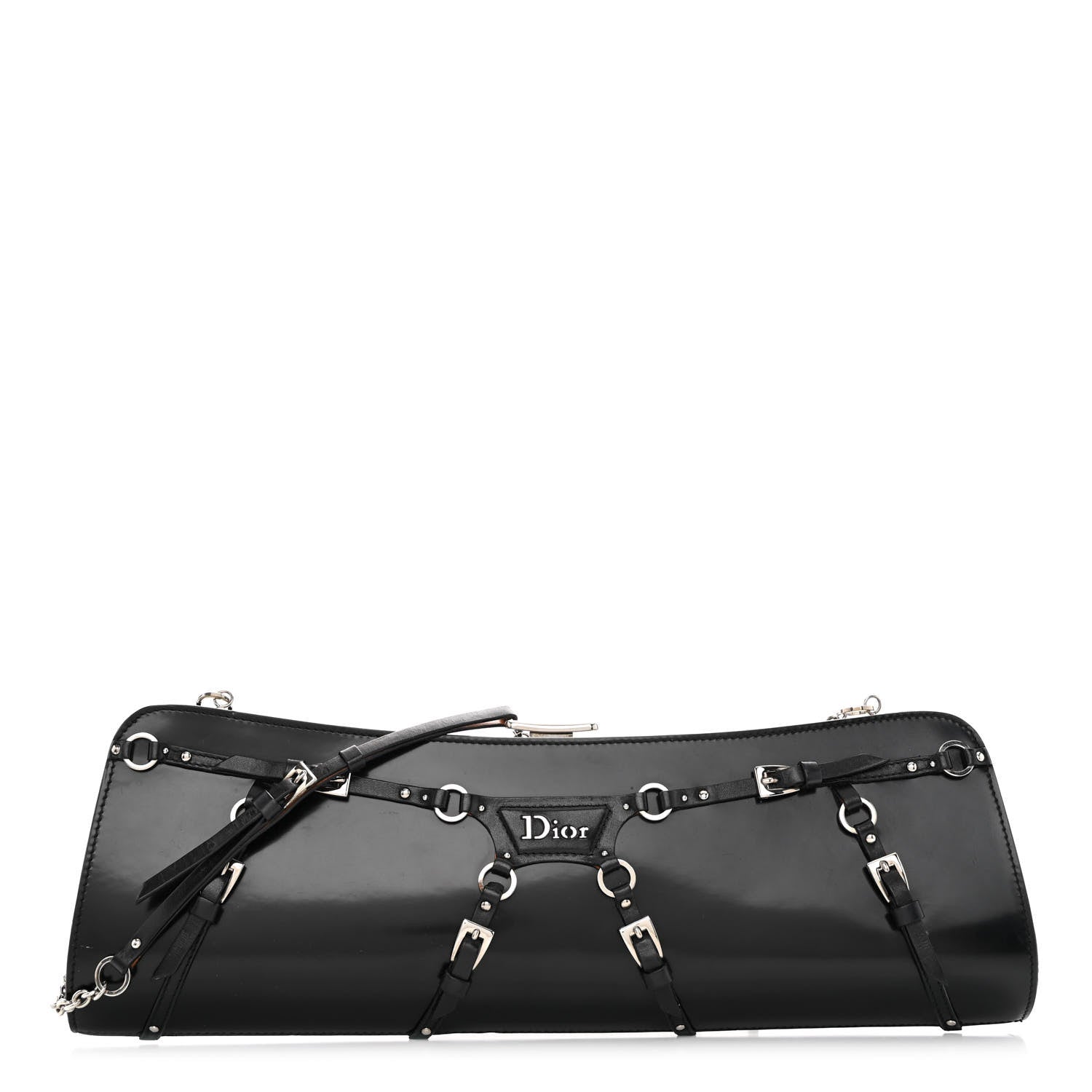 Christian Dior Glazed Calfskin Bondage Clutch Black 1 of 11