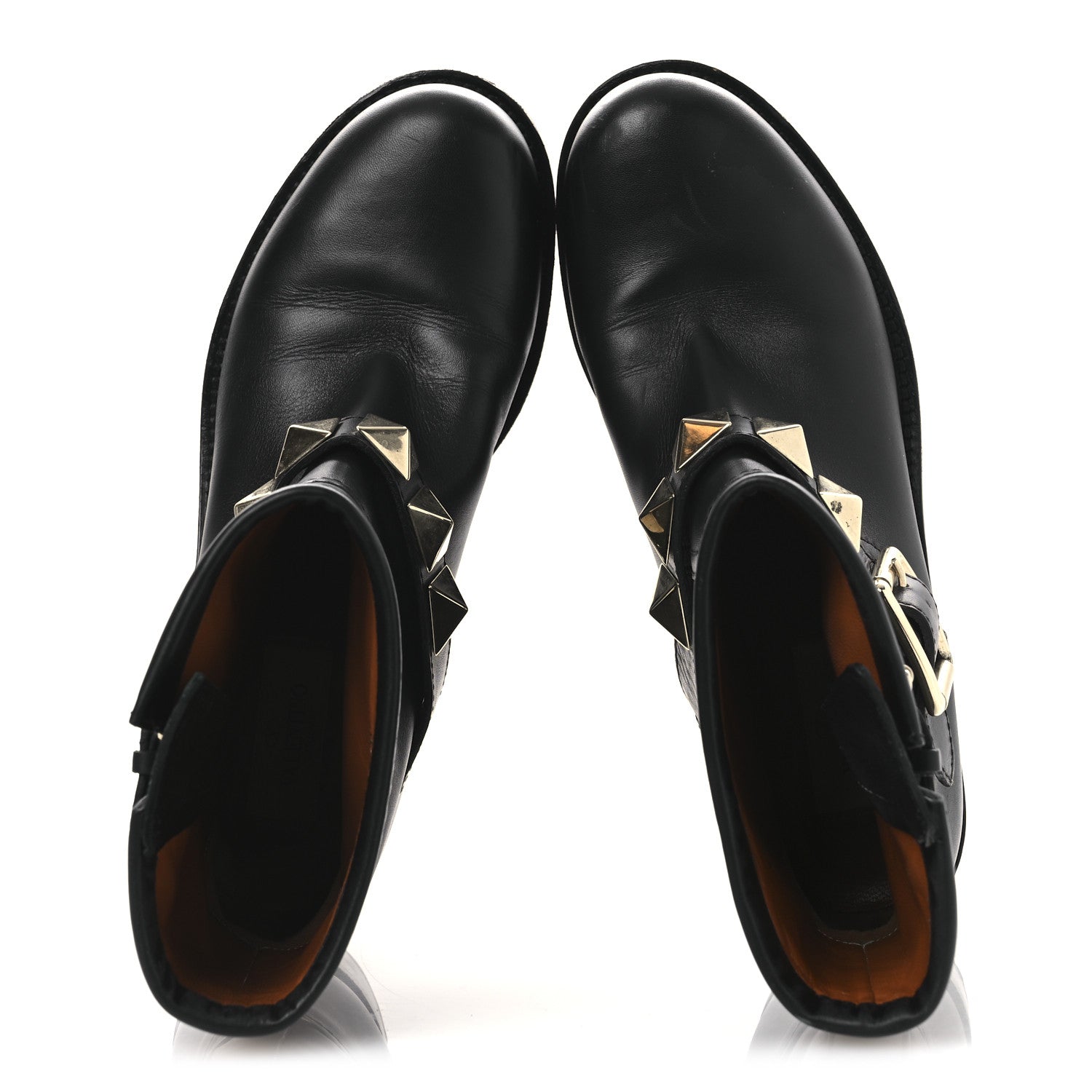 Valentino Garavani Calfskin Lock Studded 30mm Biker Boots 38 Black 2 of 13