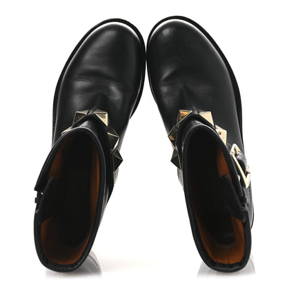 Valentino Garavani Calfskin Lock Studded 30mm Biker Boots 38 Black 2 of 13
