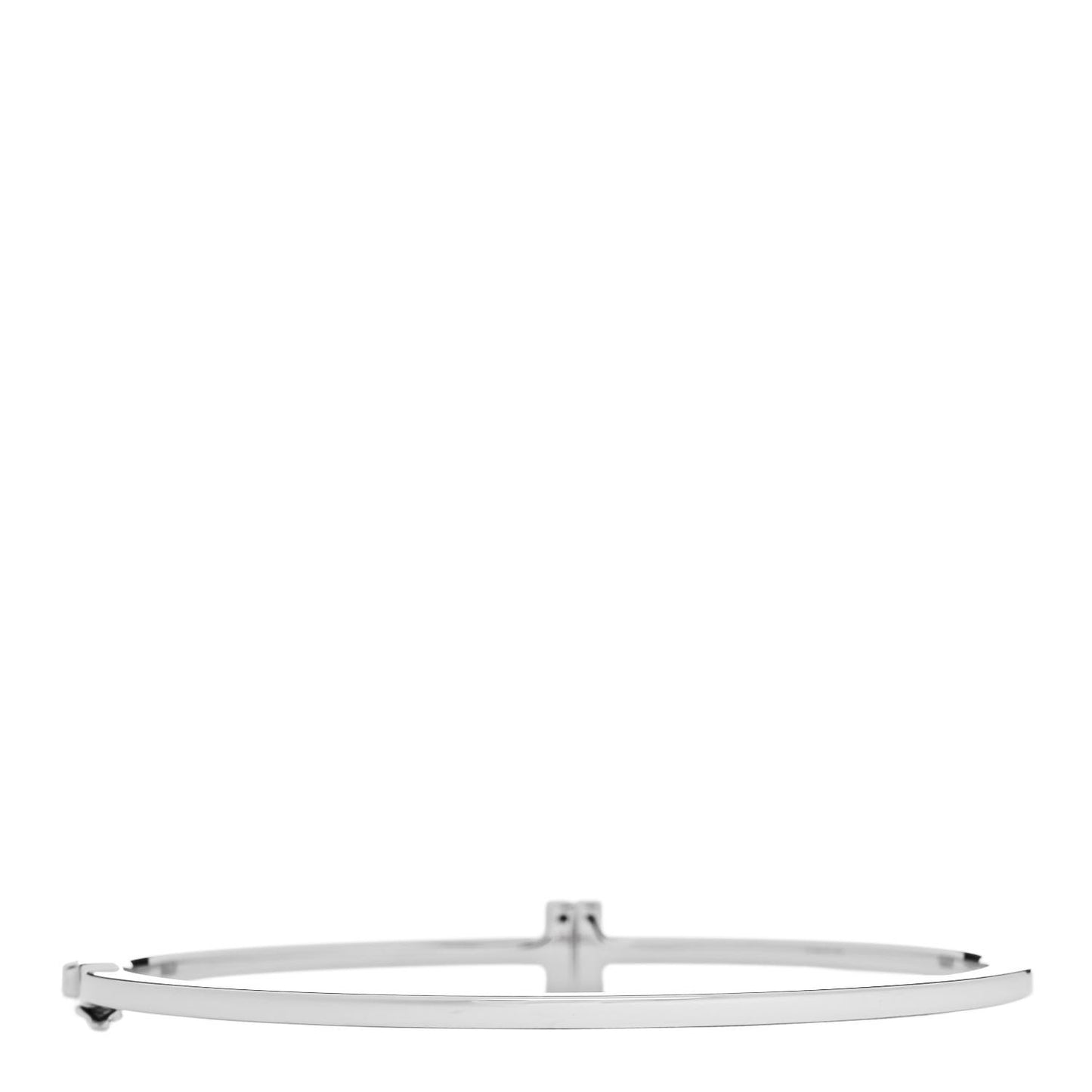 18K White Gold Diamond T Hinged Wire Bangle Bracelet