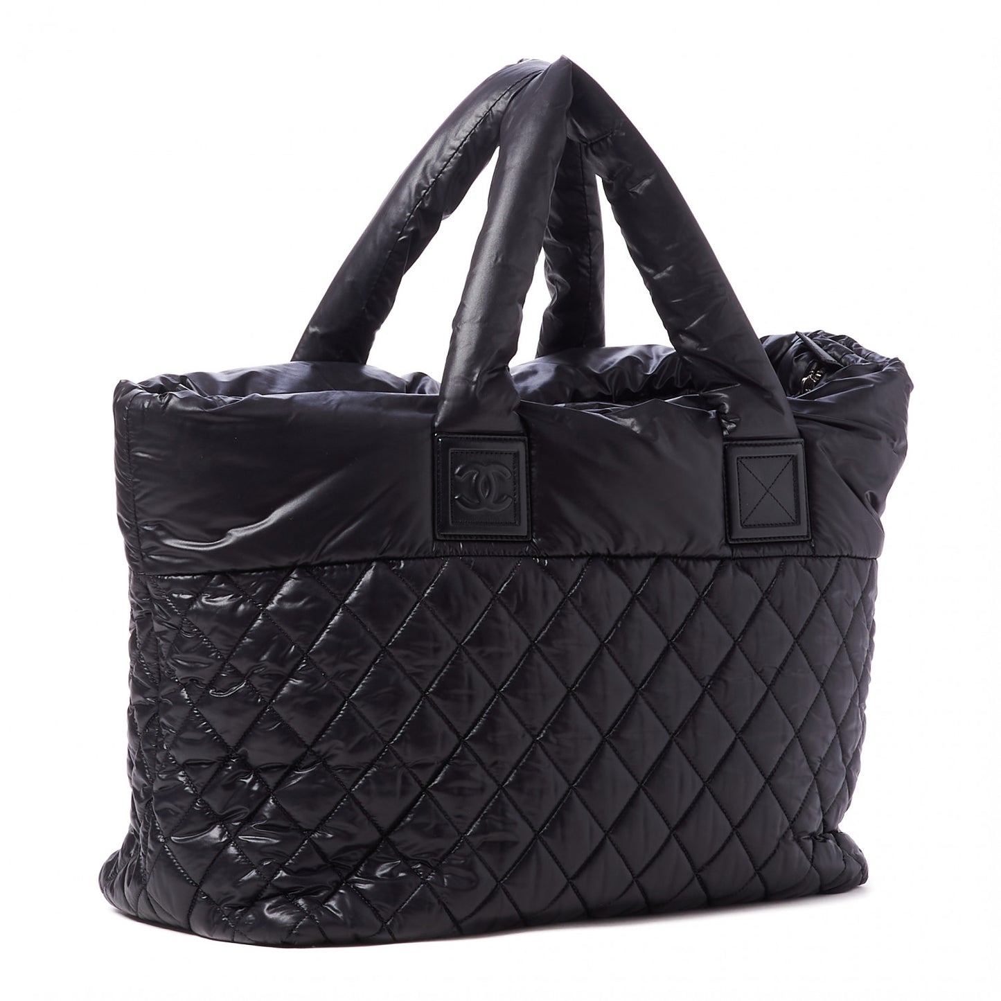Nylon Quilted Large Coco Cocoon Tote Black