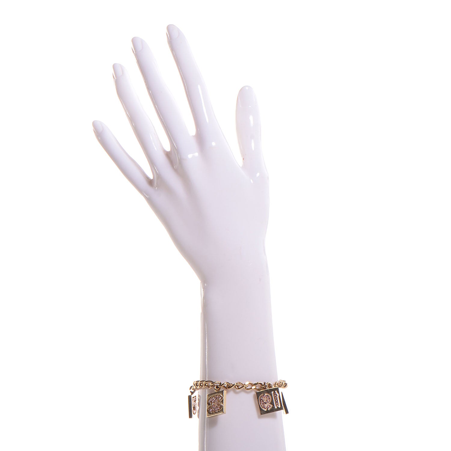 Chanel Crystal CC Charm Bracelet Pink Gold 2 of 6