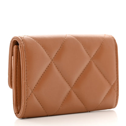 Chanel Lambskin Quilted Chanel 19 Flap Card Holder Brown 3 of 9