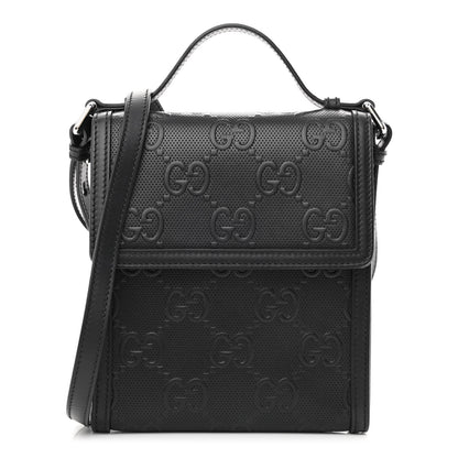 Gucci Calfskin GG Tennis Embossed Messenger Bag Black 1 of 10