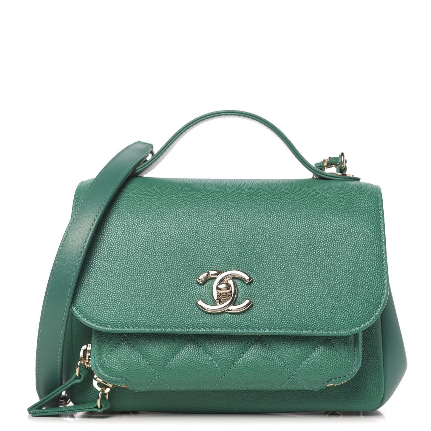 Caviar Quilted Mini Business Affinity Flap Green