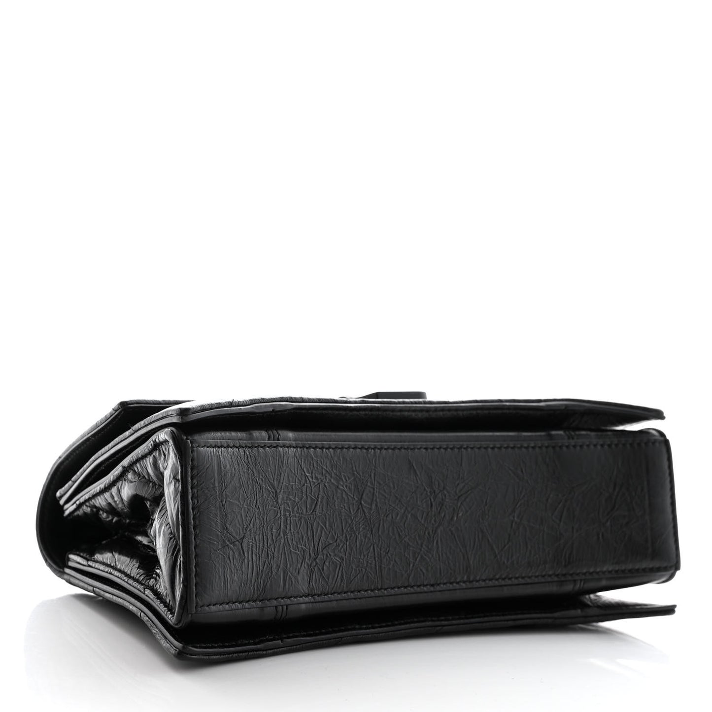 Crushed Calfskin Quilted Matte Black Hardware Small Crush Chain Bag Black