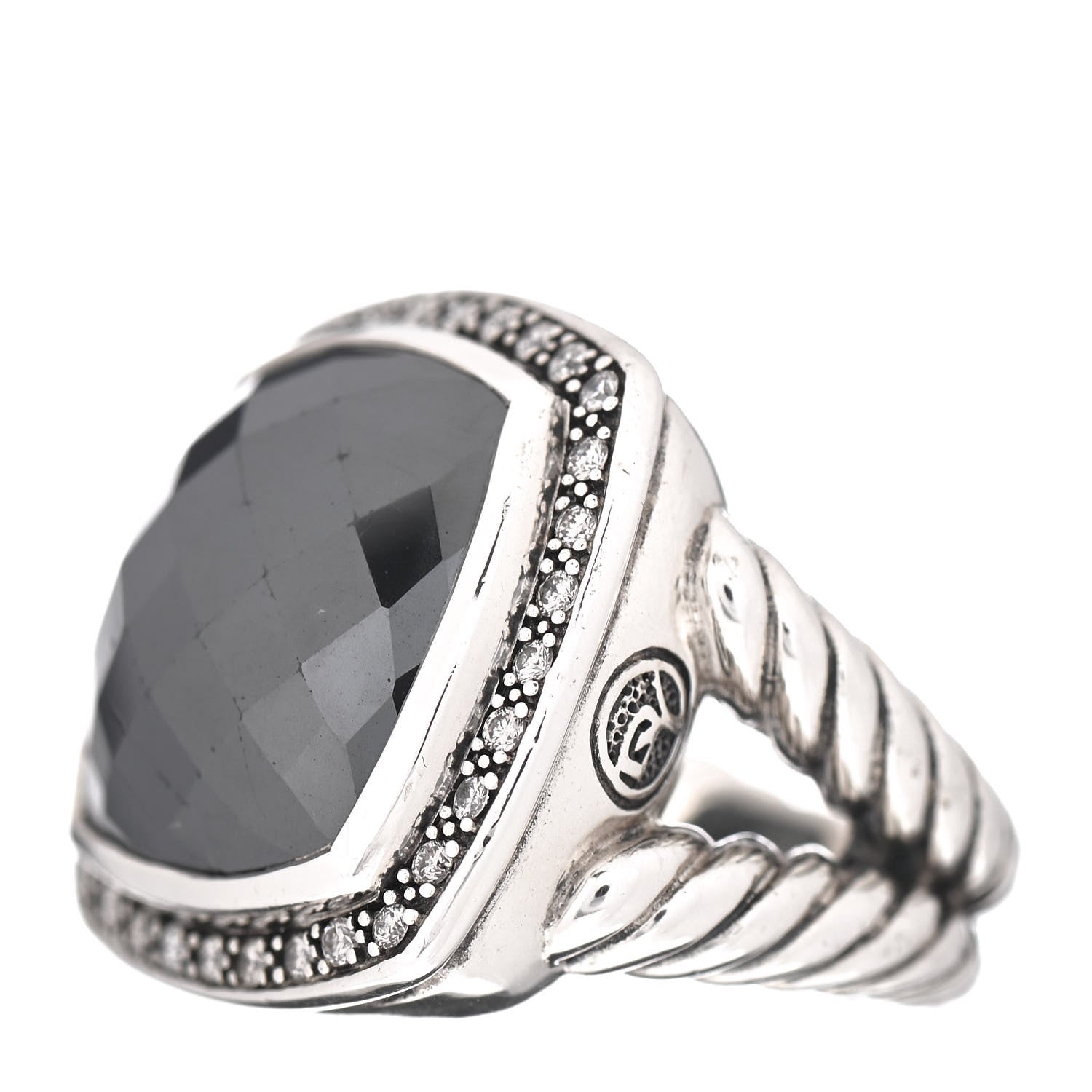 David Yurman Sterling Silver Diamond Hematine 17mm Albion Ring 52 6 3 of 5