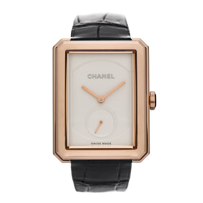 Chanel 18K Beige Gold Alligator 29mm Boy-Friend Manual Winding Watch 1 of 5