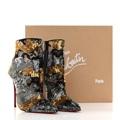 Christian Louboutin Kid Patchy Lace Sequin Gipsybootie 100 Ankle Boots 41 Black Multicolor 8 of 8