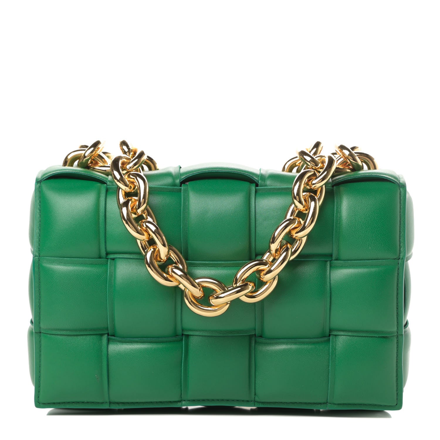 Bottega Veneta Lambskin Maxi Intreccio Padded Chain Cassette Crossbody Bag Racing Green 1 of 12