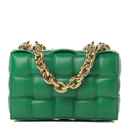 Bottega Veneta Lambskin Maxi Intreccio Padded Chain Cassette Crossbody Bag Racing Green 1 of 12