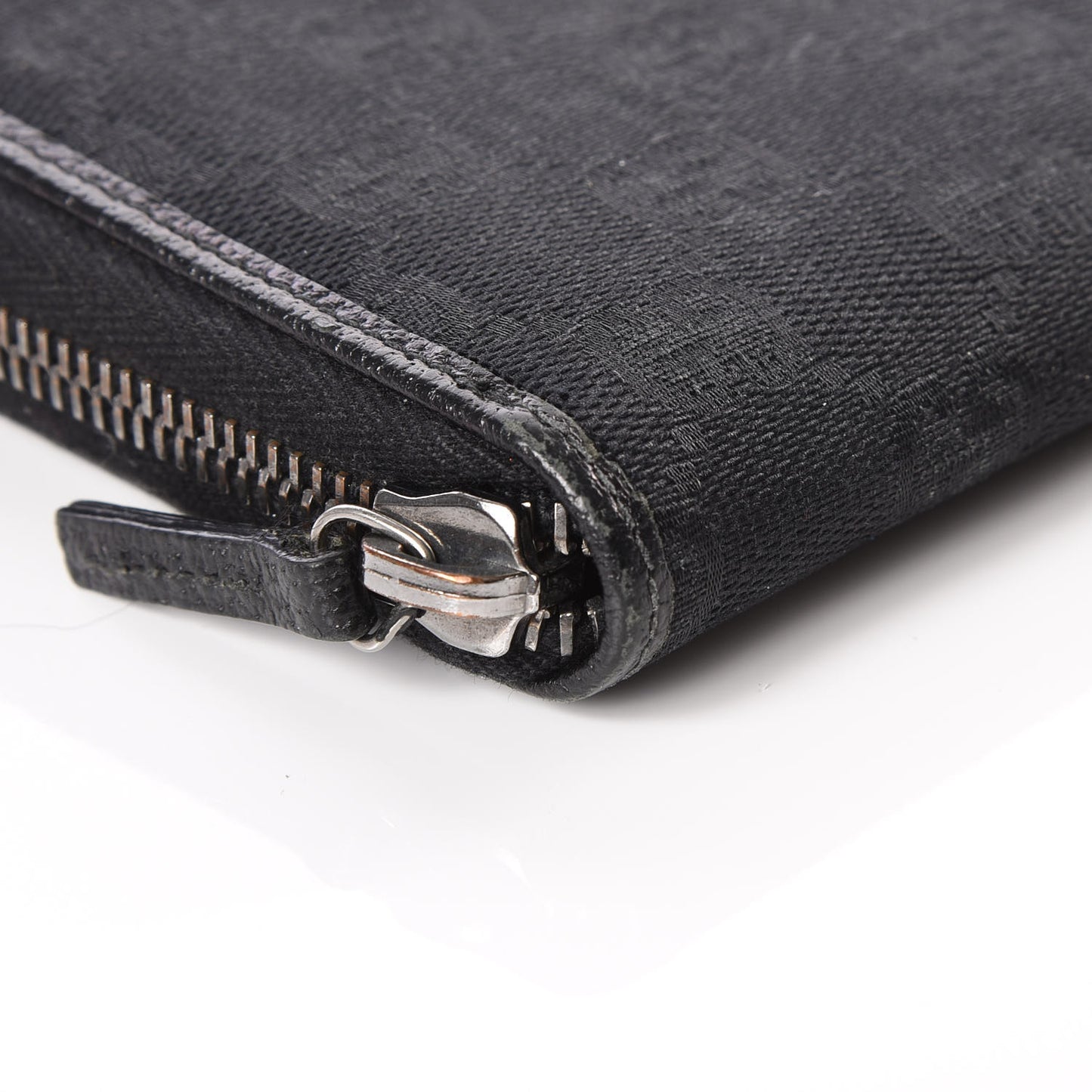 Monogram Metal Bar Zip Around Wallet Black