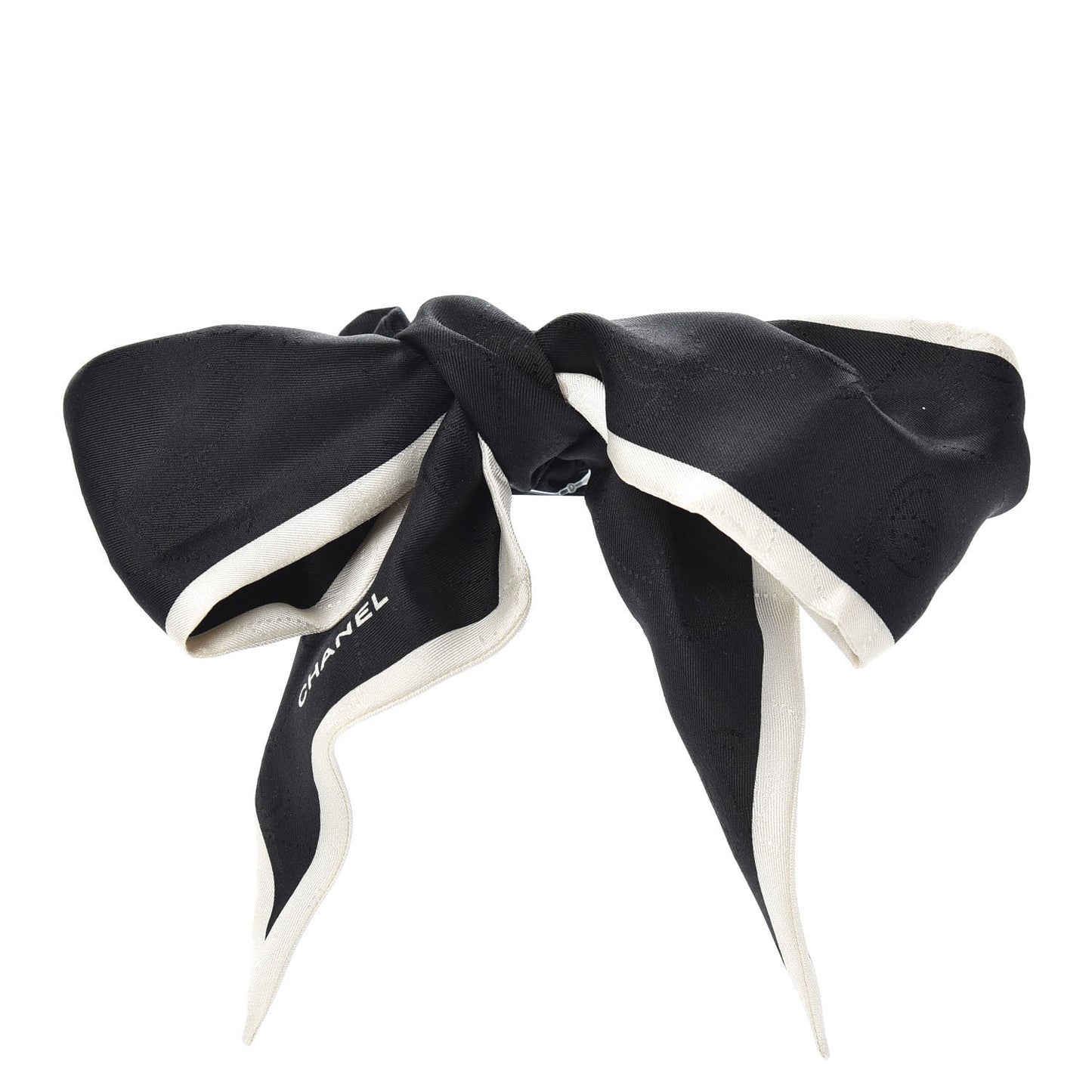Silk Twill Hair Tie White Black