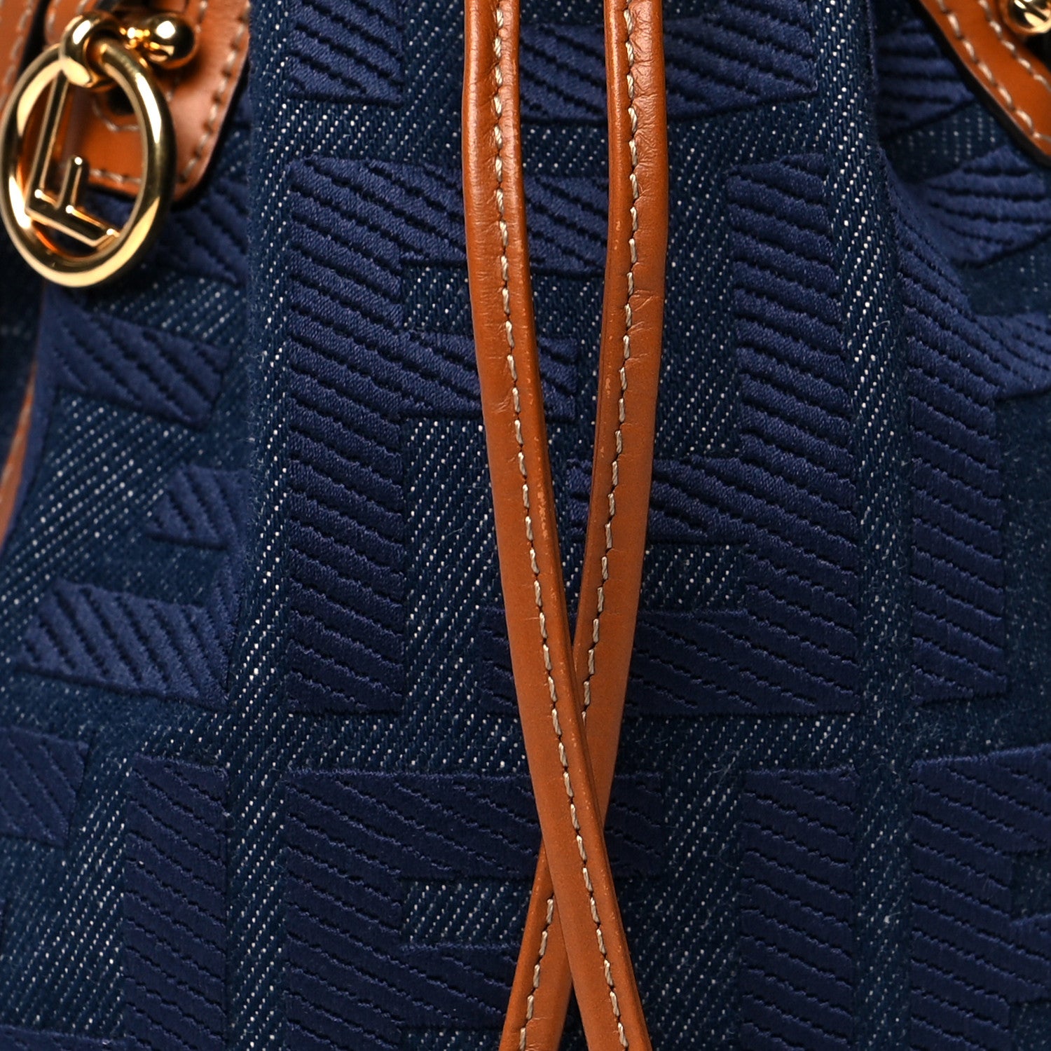 Fendi Denim Vitello King F is Fendi FF Embroidered Mini Mon Tresor Bucket Bag Blue Cuoio 8 of 10