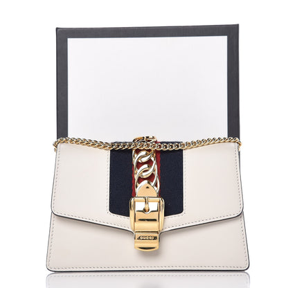 Gucci Calfskin Super Mini Sylvie Chain Shoulder Bag White 8 of 8