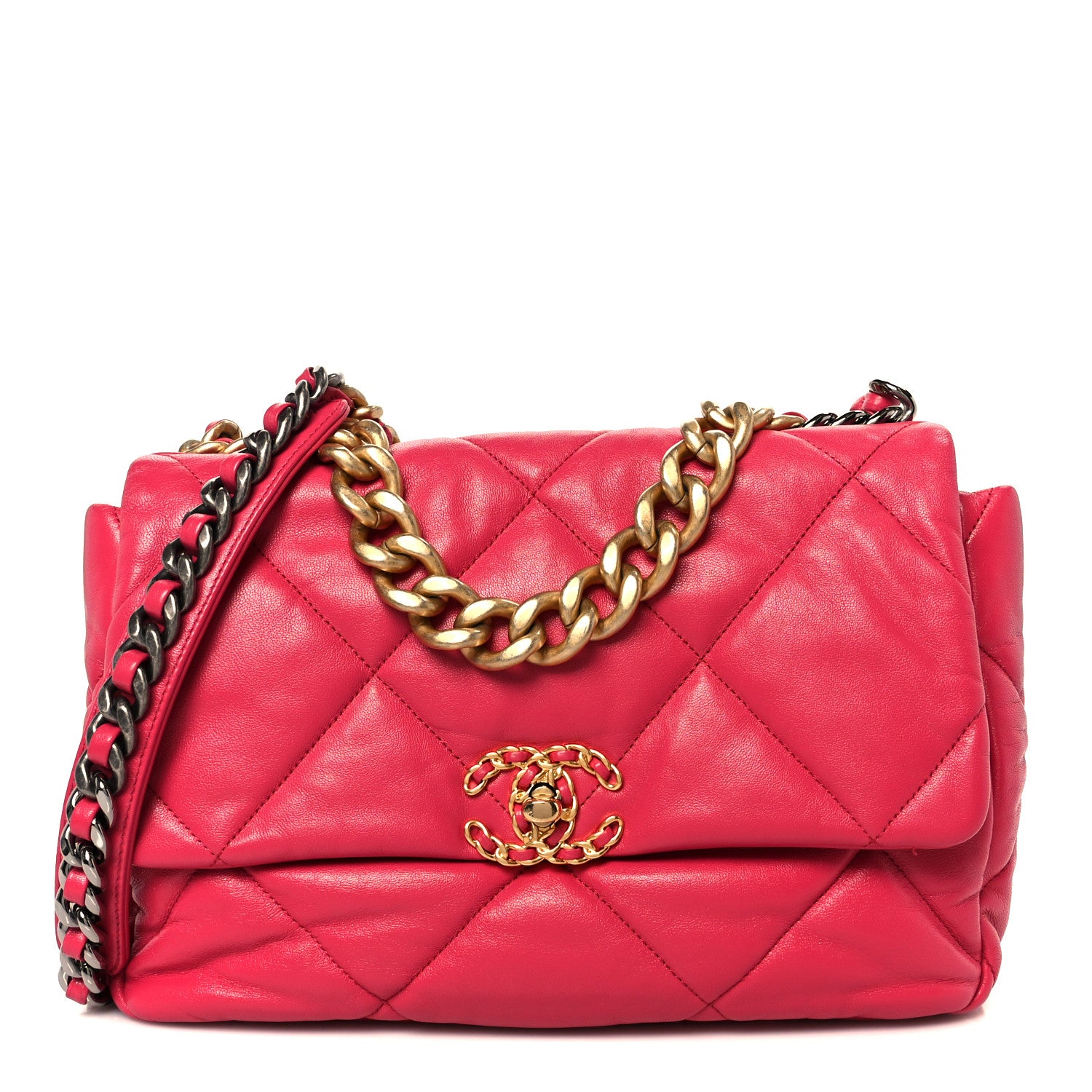 Chanel Goatskin Quilted Large Chanel 19 Flap Dark Pink 1 of 11