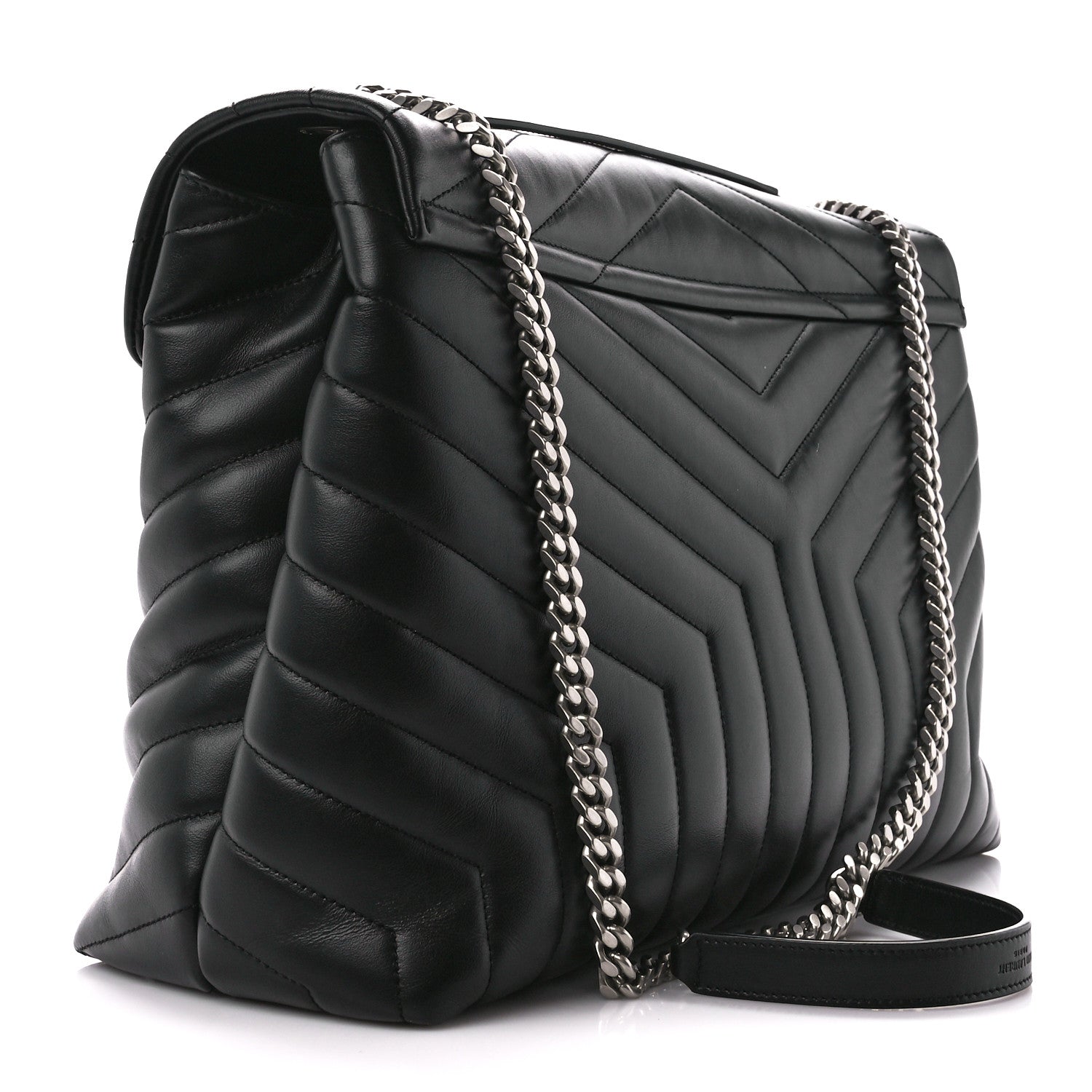 Saint Laurent Calfskin Y Quilted Monogram Large Loulou Chain Satchel Black 3 of 11