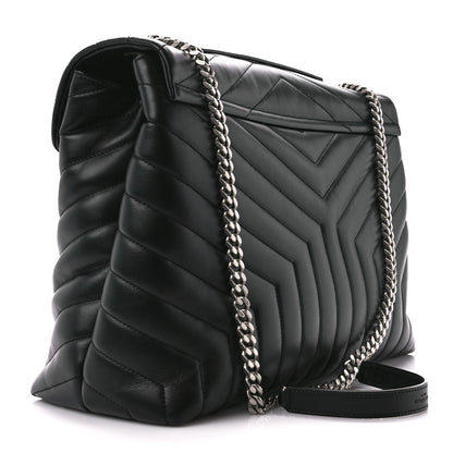Saint Laurent Calfskin Y Quilted Monogram Large Loulou Chain Satchel Black 3 of 11