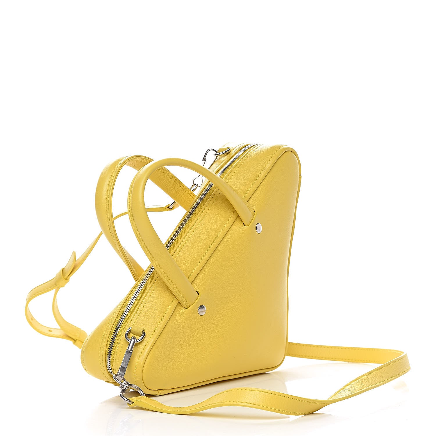 Balenciaga Shiny Day Calfskin Logo XS Triangle Duffle Jaune Black 3 of 10