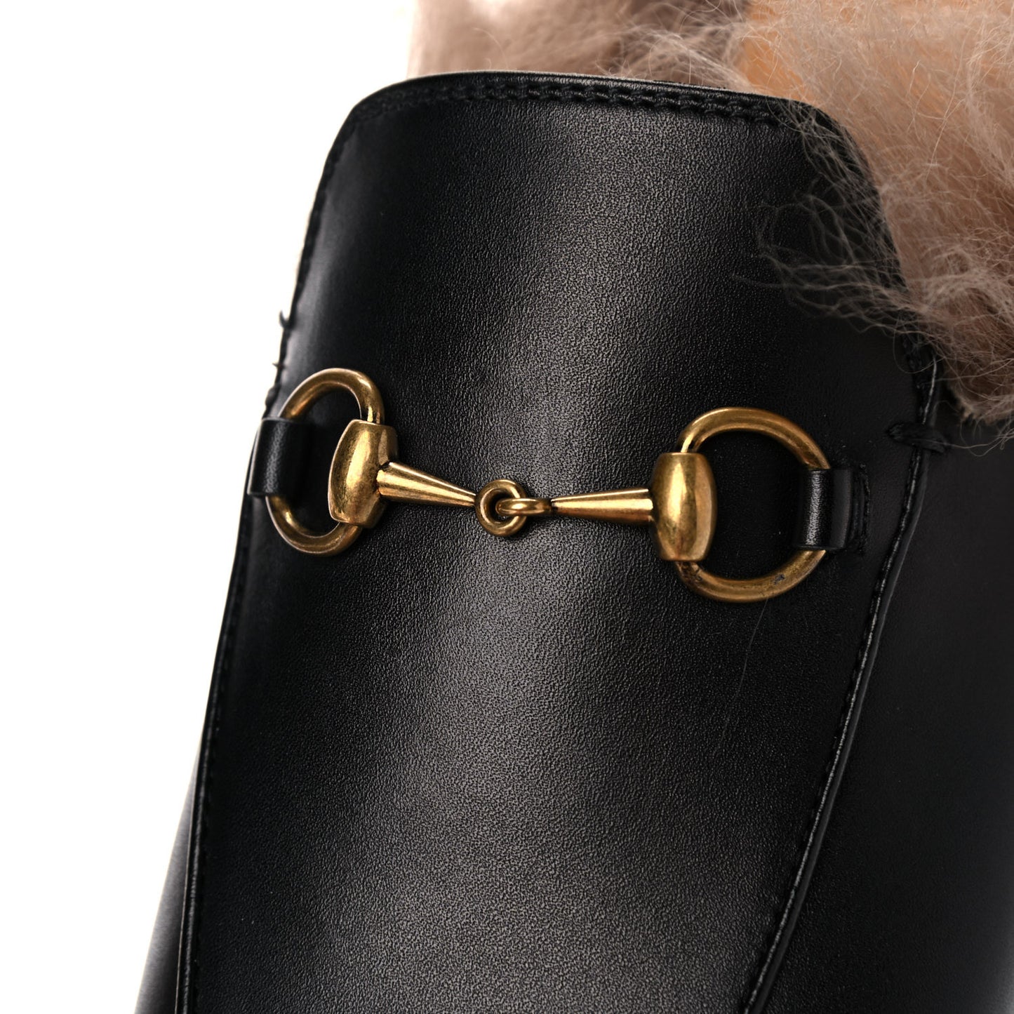 Calfskin Fur Womens Princetown Slippers 37.5 Black