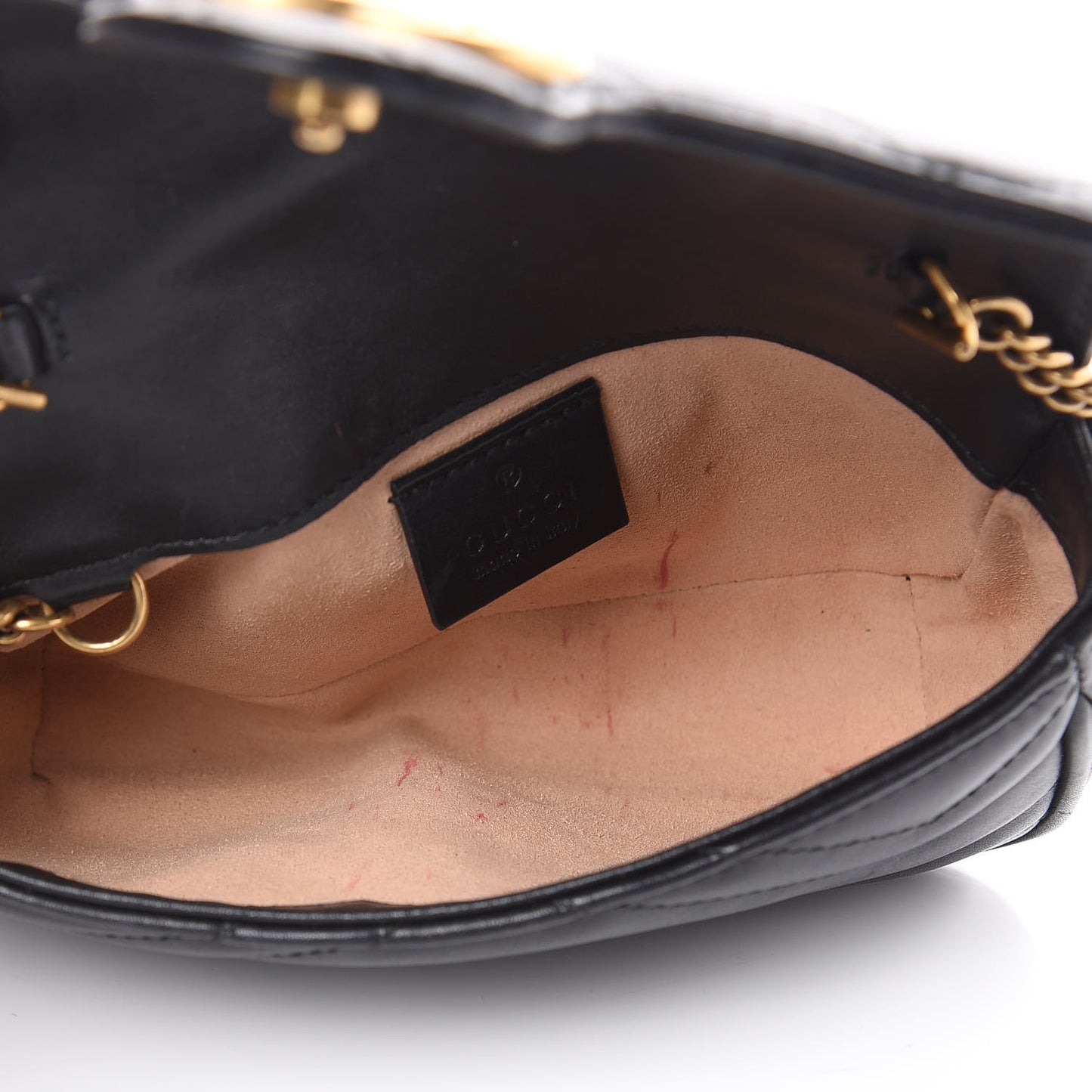 Calfskin Matelasse Super Mini GG Marmont Shoulder Bag Black