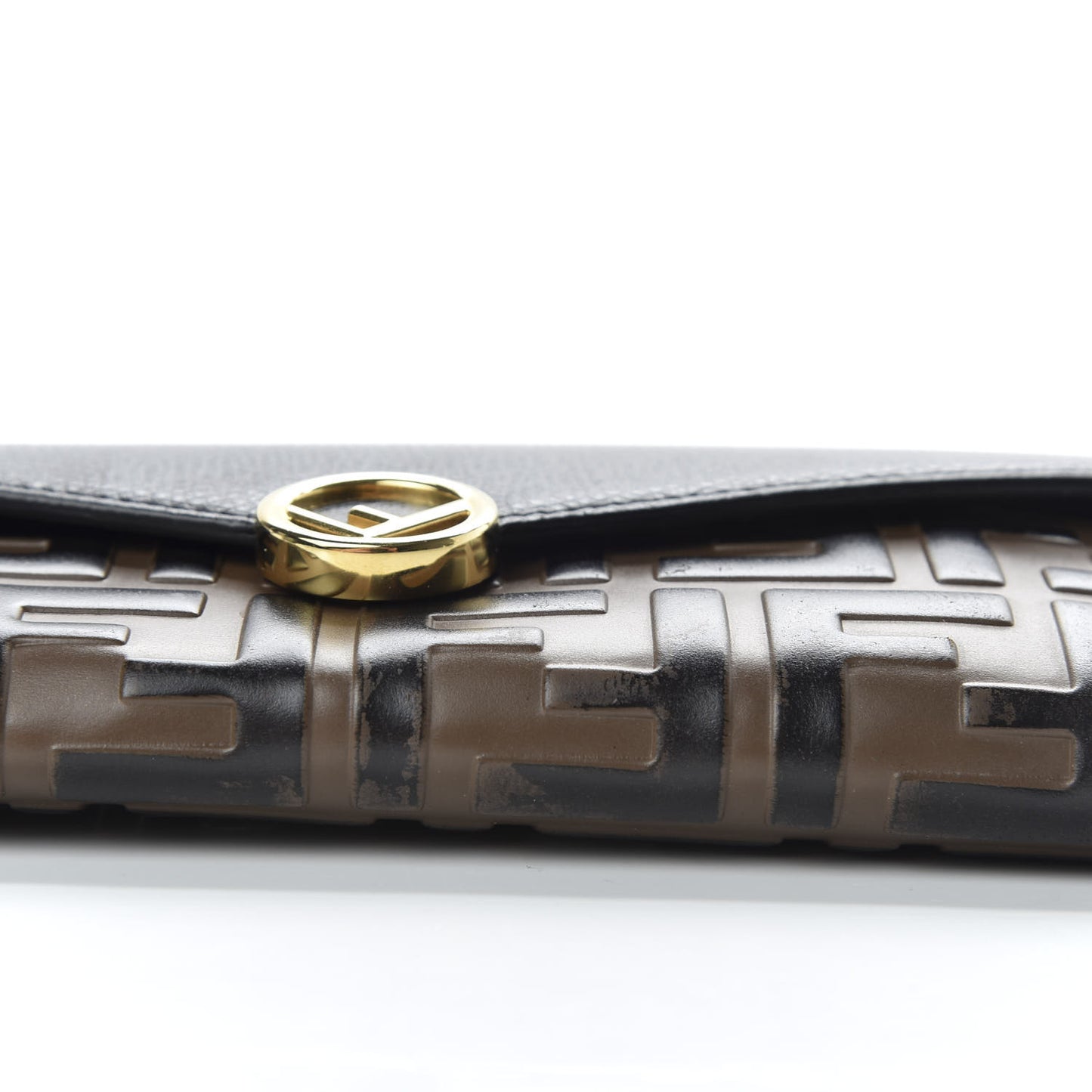 Vitello Cruise F is Fendi Bi-Color FF 1974 Embossed Continental Envelope Wallet Maya Black