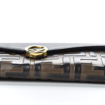 Fendi Vitello Cruise F is Fendi Bi-Color FF 1974 Embossed Continental Envelope Wallet Maya Black 7 of 7