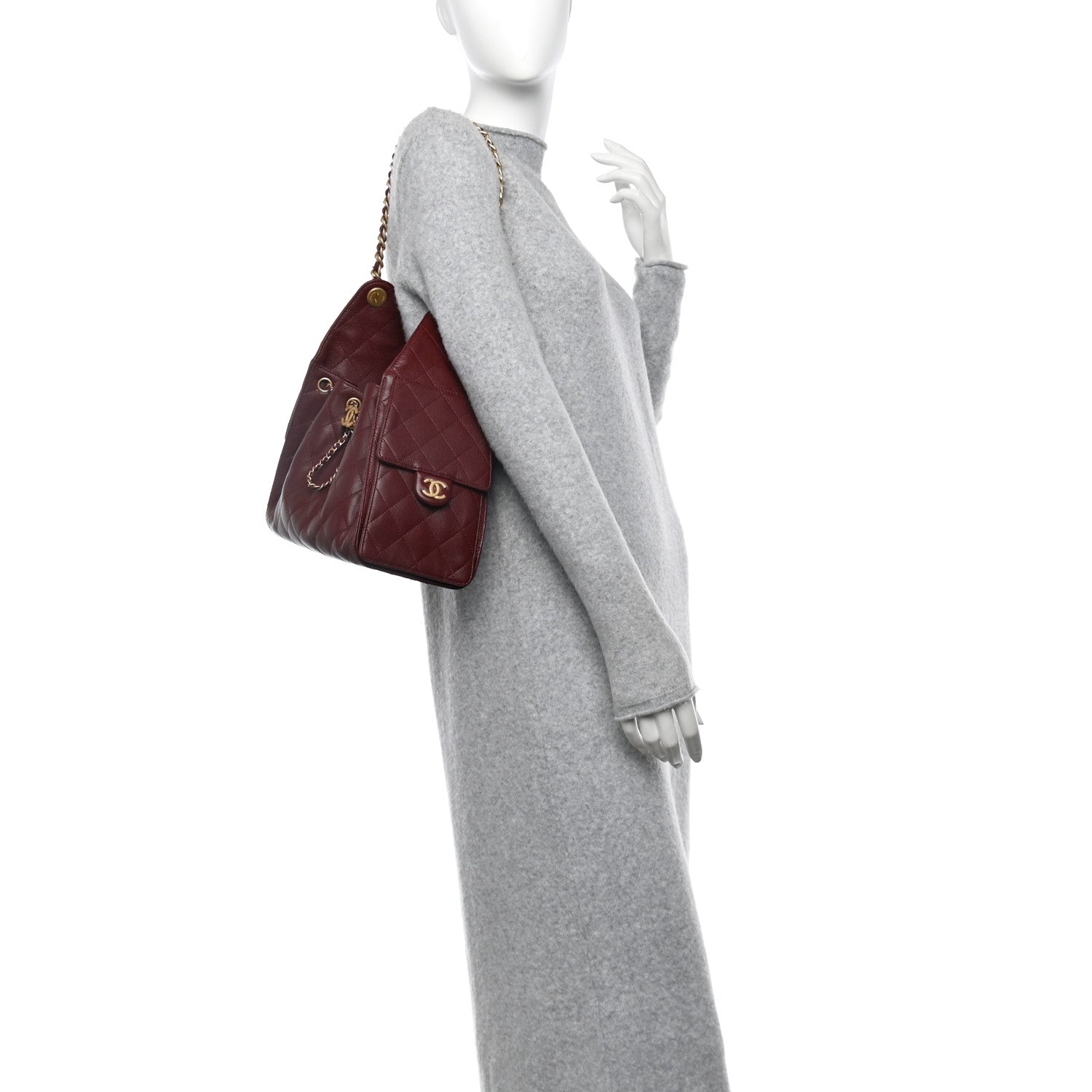 Chanel Caviar Quilted Small Chanel 25 Handbag Burgundy 2 of 10