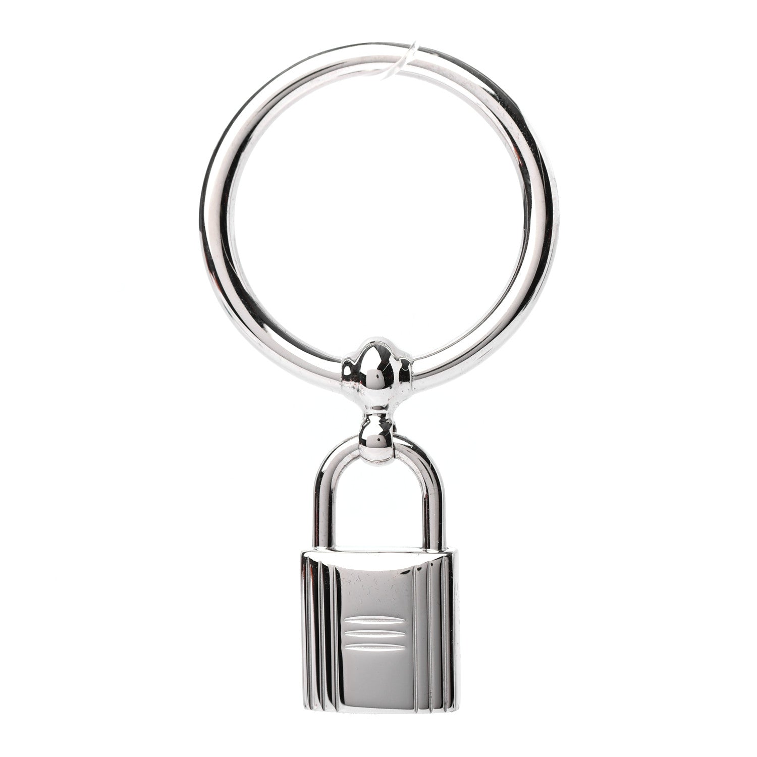 Hermes Palladium Loop Charms Cadenas Scarf Ring Silver 1 of 3