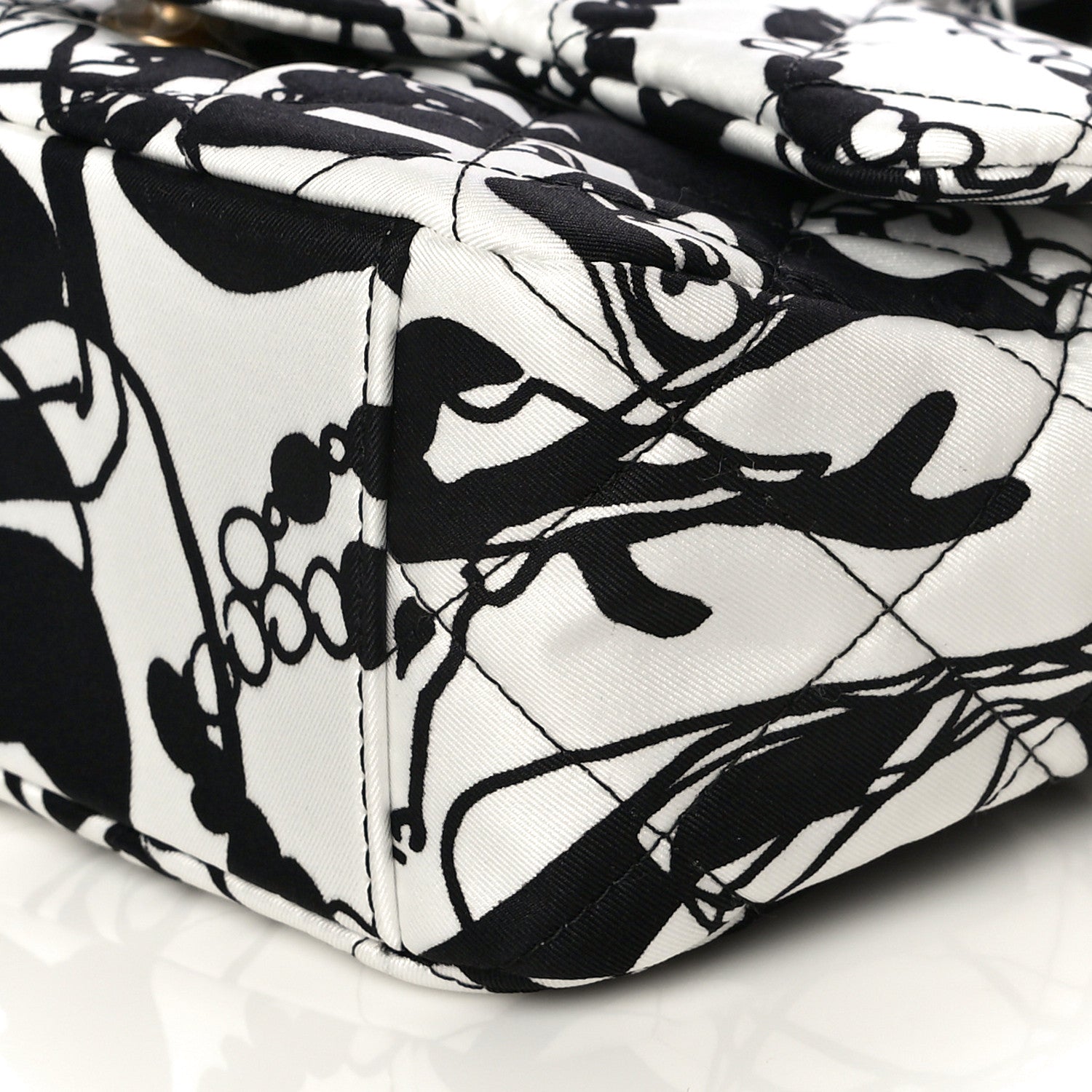 Chanel Canvas Printed Deer Coco Mini Single Flap White Black 13 of 14