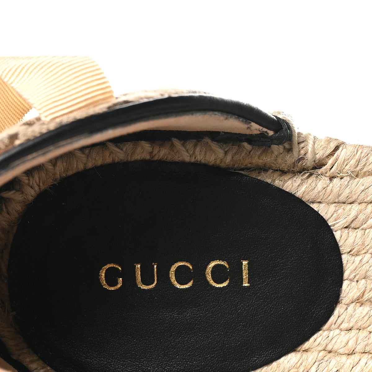 Gucci Monogram Matelasse GG Marmont Ankle Wrap Platform 35/120mm Espadrille Wedges 37.5 Beige Ebony Black Sand Storm 8 of 9