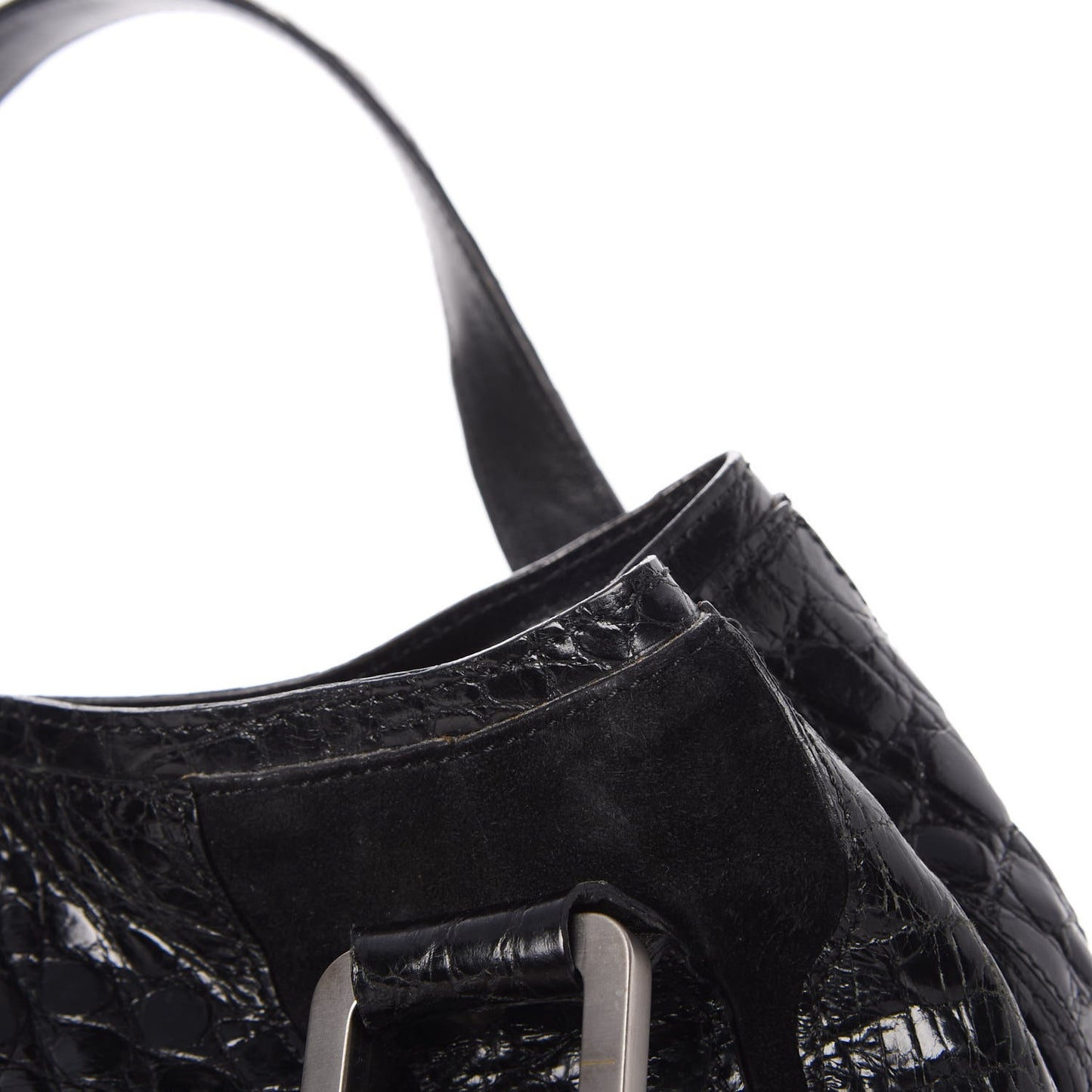 Croc Calfskin Embossed Mahala Black