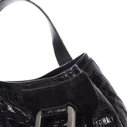 Jimmy Choo Croc Calfskin Embossed Mahala Black 7 of 10