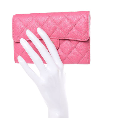 Chanel Caviar Quilted Medium Flap Wallet Pink 2 of 11