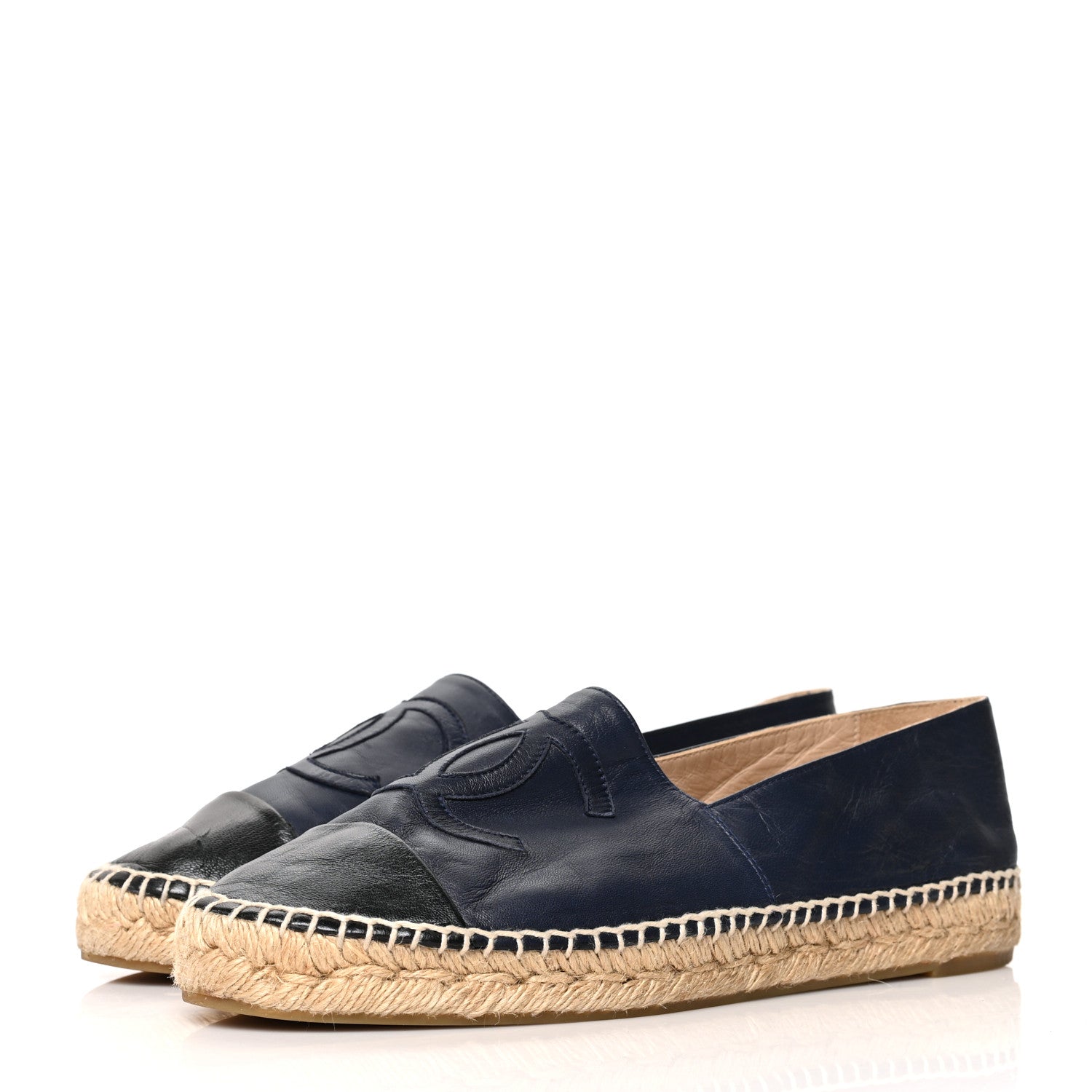 Chanel Lambskin CC Espadrilles 41 Navy Black 3 of 8
